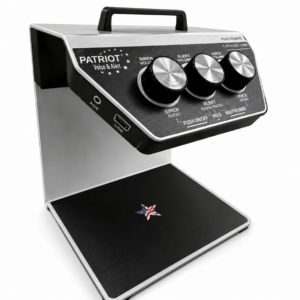 Patriot alert device with control knobs.