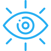 Blue eye symbol on black background