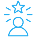Success icon featuring person and star