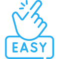 Blue hand icon with "Easy" text